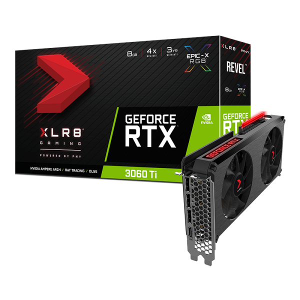 Placa Gráfica  RTX 3060 Ti 8GB XLR8 Gaming REVEL EPIC-X RGB Dual Fan Edição  LHR