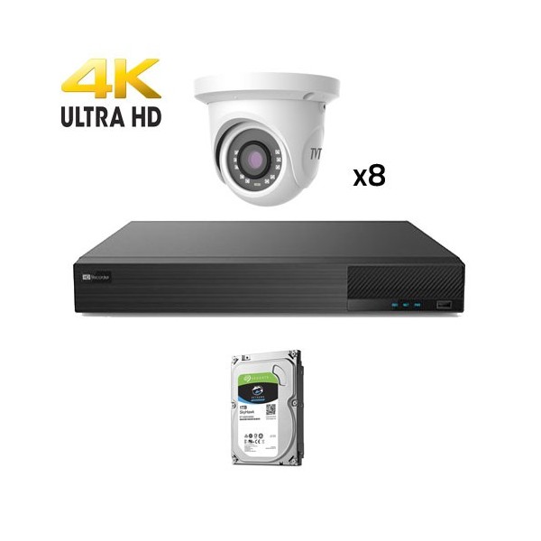 Kit CCTV 8 CÂMARAS DOMO TVT 4K