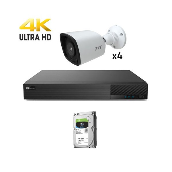 CCTV 4 câmaras Bullet Preconfigurado TVT 4K