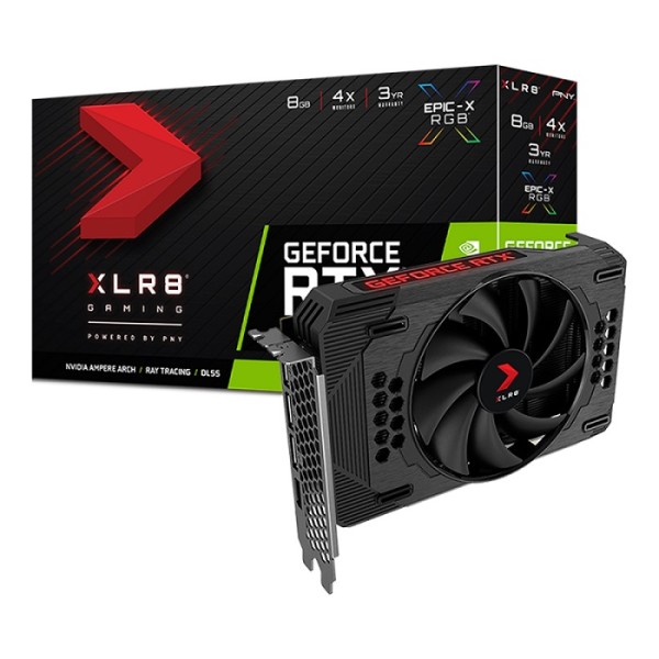 Placa Gráfica PNY GeForce RTX™ 3050 8GB XLR8 Gaming REVEL EPIC-X RGB™ Single Fan