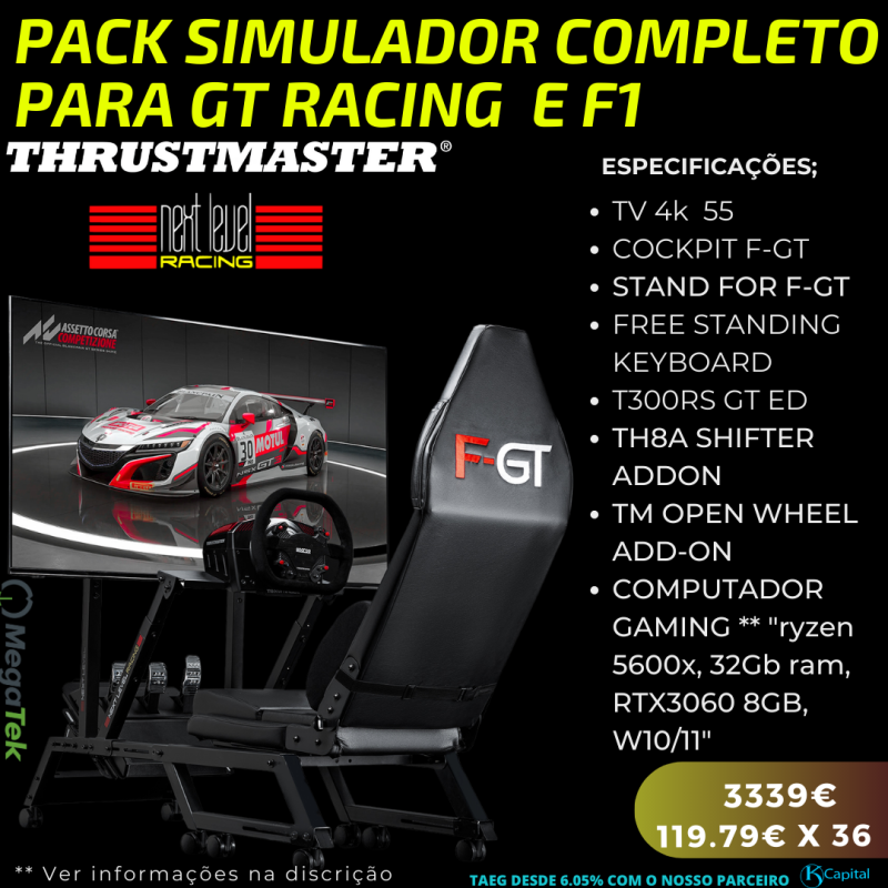 Next Level Racing F-GT Cockpit + Thrustmaster T248 Volante para PS4/PS5/PC